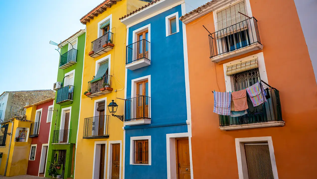 Colourful houses near Alicante Costa Blanca