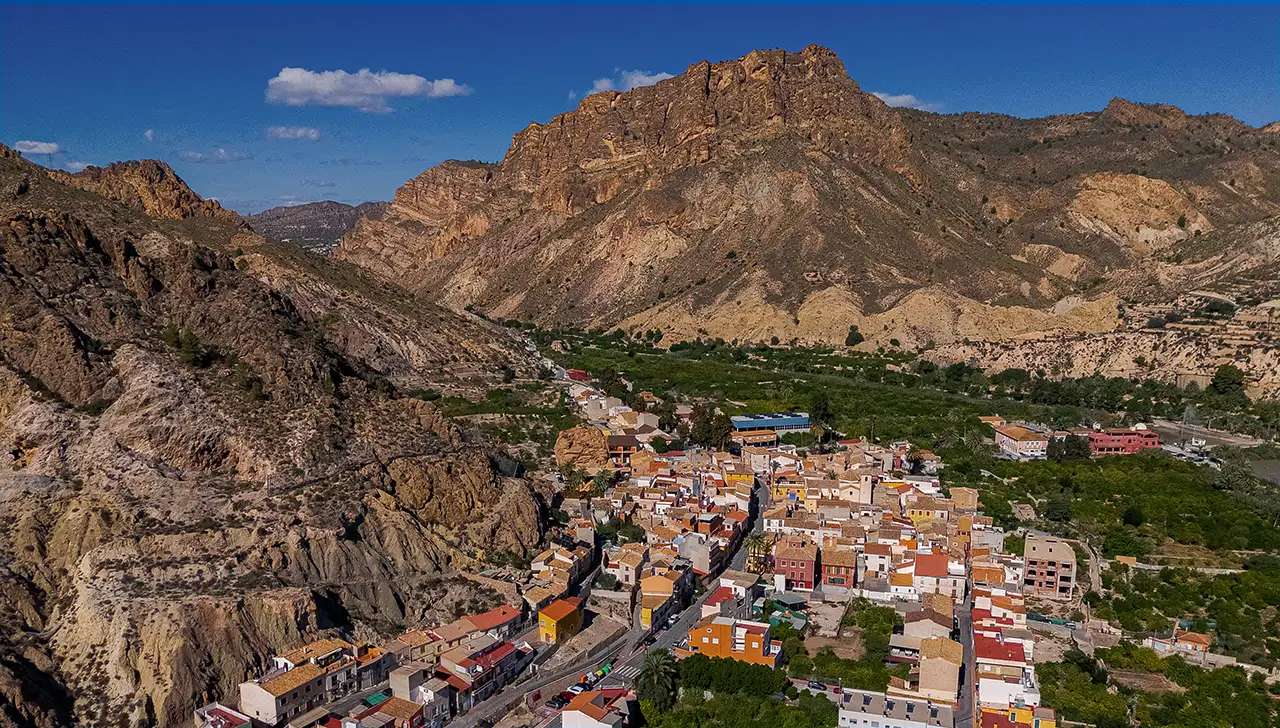 Drone view typical Costa Blanca village