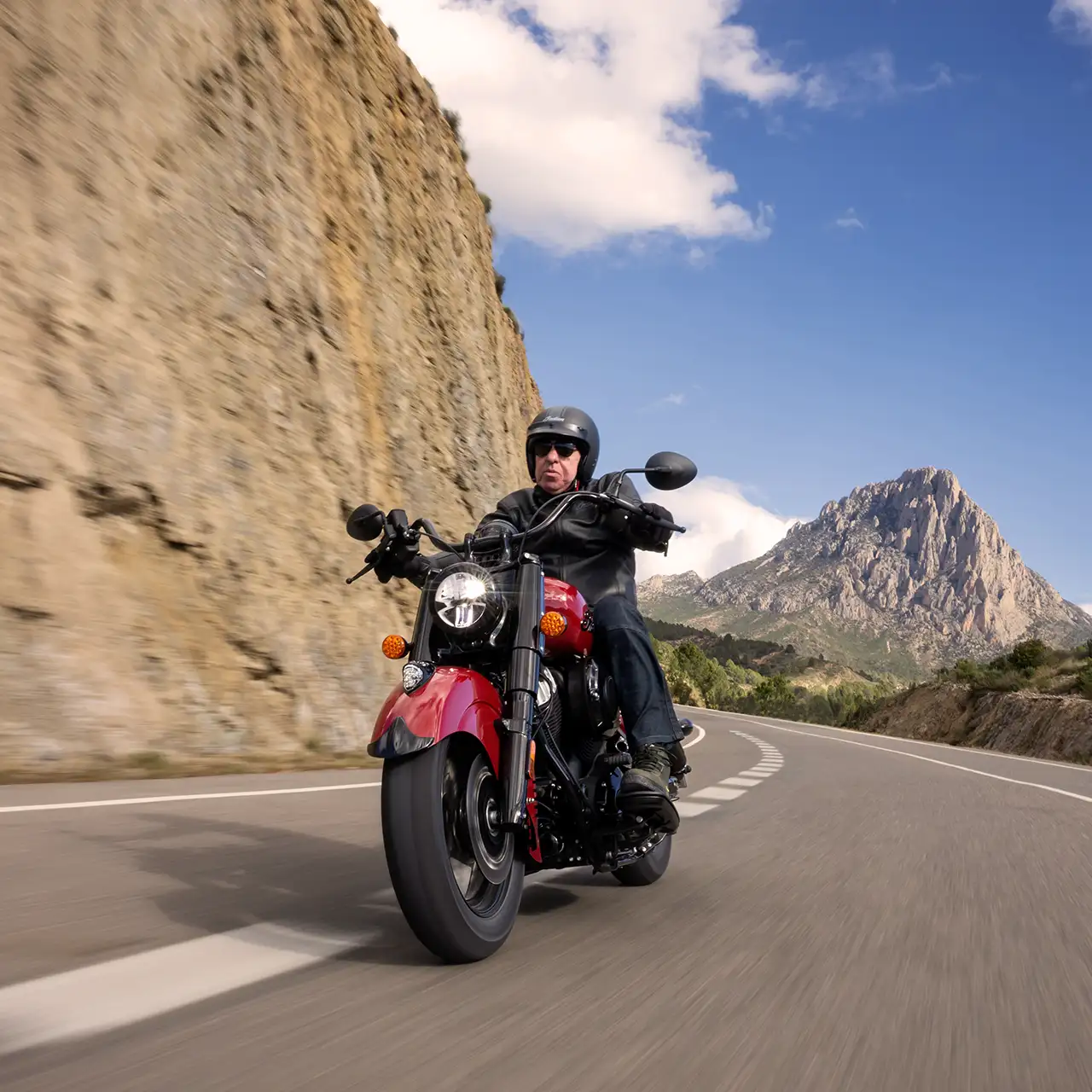 Indian Motorcycle Chief VIntage taking a sharp trun